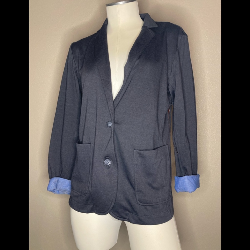 NWT Gray/Blue Cuff Crush Brand Blazer Size Small